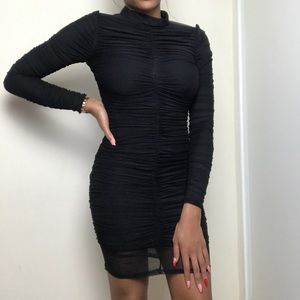 Black Long-sleeve Mini Dress